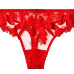Very Sexy Floral Embroidered Thong Panty - Lipstick Red